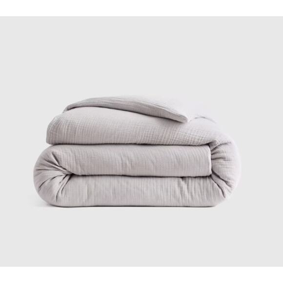 Quince Other - NEW Quince Organic Airy Gauze Duvet Cover Queen Light Gray 100% Cotton